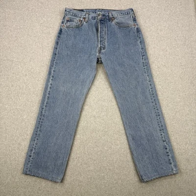 Vintage Levis Jeans Mens 34x30 (Fits 33x28) Blue 501 Button Fly Made In USA 90s - Image 1 of 4