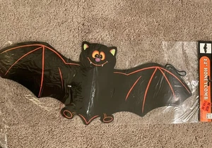 Set of 2 Vintage Halloween Honeycomb Bat Decoration Die Cut Wings 24in New - Picture 1 of 10