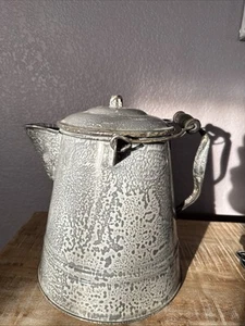 Caffettiera cowboy vintage grigio maculato 11" bella - Foto 1 di 6