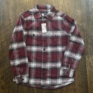 Boys Flannel Shirt Red White And Black New With Tags Size M 7/8 - Picture 1 of 3