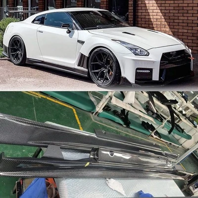 Alerón labial de extensión de faldones laterales de fibra de carbono para Nissan GT-R GTR R35 2009-2015 Foto 1 de 4