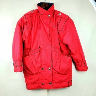Chaqueta Abrigo Mulberry Street Mujer Rojo Gancho Bolsillos Manga Larga Botones S Foto 1 de 4