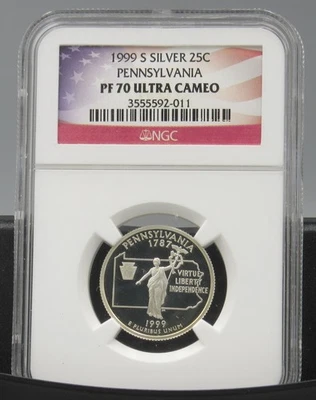 1999 S Pennsylvania Silver NGC PF 70 UCAM - Image 1 of 2