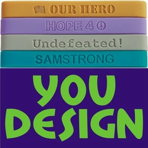 900 BANDS MADE & SHIPPED FAST | NO Setup or Mold Fees | Front and Back Text Pics - Picture 1 of 2