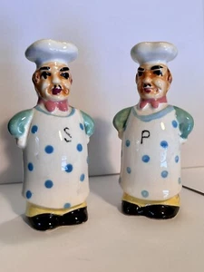 Vintage Happy Grumpy Chef Salt And Pepper Shakers - Picture 1 of 6