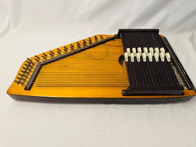 Antiguo instrumento musical arpa automática música madera madera de colección Foto 1 de 4