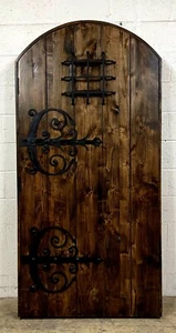 Rustic CUSTOM alder lumber arch top door solid wood storybook castle speakeasy - Picture 1 of 15