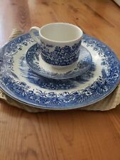 Churchill Currier & Ives blue3 Piece Set Plate, Cup & Saucer England new in box 