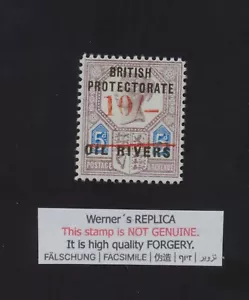 FORGERY - Werner's REPLICA of Niger Coast Oil Rivers Protectorate 1893 - Picture 1 of 1