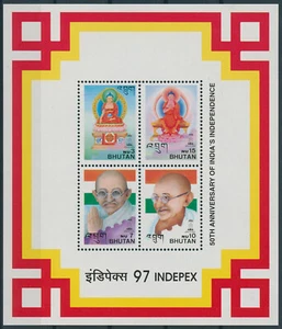 Mahatma Gandhi Stamps Bhutan 1997 MNH Buddha Independence 50th Anniv 4v M/S - Picture 1 of 1