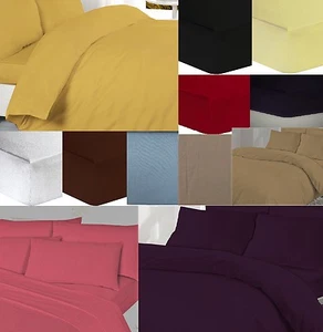 SINGLE DOUBLE KING PLAIN FITTED BED SHEET BEDDING POLY COTTON 10" DEEP PINK BLUE - Picture 1 of 14