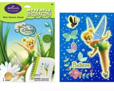 Tinker Bell Moveable Sticker Decorations Glow in The Dark Lot 11 Hallmark Disney - Image 1 of 2