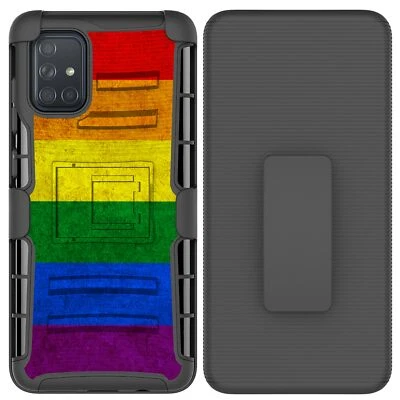 Rainbow Pride LBGTQ Híbrido Armadura Clip Cinturón Resistente Estuche Teléfono Serie SAMSUNG Foto 1 de 4