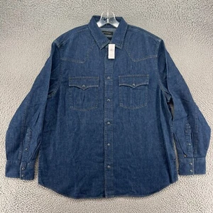 Banana Republic Shirt Mens Extra Large Blue Denim Western Snap Jean Standard Fit - Picture 1 of 11