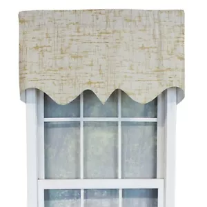 RLF Home Zino Gold Thin Lines Regal Valance 3" Rod Pocket 50" x 17" Gold/Ivory - Picture 1 of 3