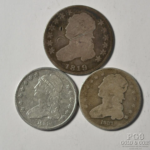 1819, 1831, 1837 Capped Bust Quarters 25c  US Silver Coins 25944 Cover