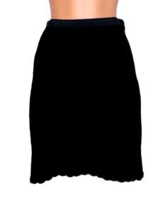 Moschino Cheap and Chic Italy A Line Skirt Black Knit Wool Lined Lace Hem Size 6 - Picture 1 of 6