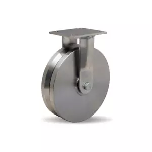 Hamilton 800 lbs. Load Capacity Stainless Steel Rigid Caster - 8" x 2" V-Grooved - Picture 1 of 2
