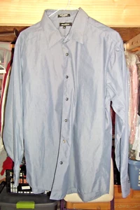 Brandini Blue Long Sleeve Button Front Dress Shirt Men's Size X Large - Picture 1 of 3