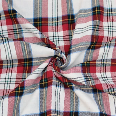 Tela de mezcla de algodón tartán blanco granate 80 % algodón 20 % poliéster, vestido artesanal, costura Foto 1 de 4