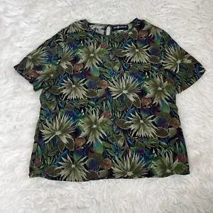 Sag Harbor Damen Vintage grün Blumen Rundhals Bluse Shirt Ärmel Größe Large - Bild 1 von 9
