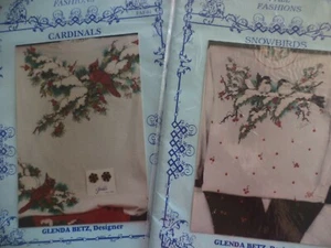 Glenda's Easy Iron On Patterns Christmas Cardinals Snowbirds NIP Lot of 2 - Picture 1 of 3