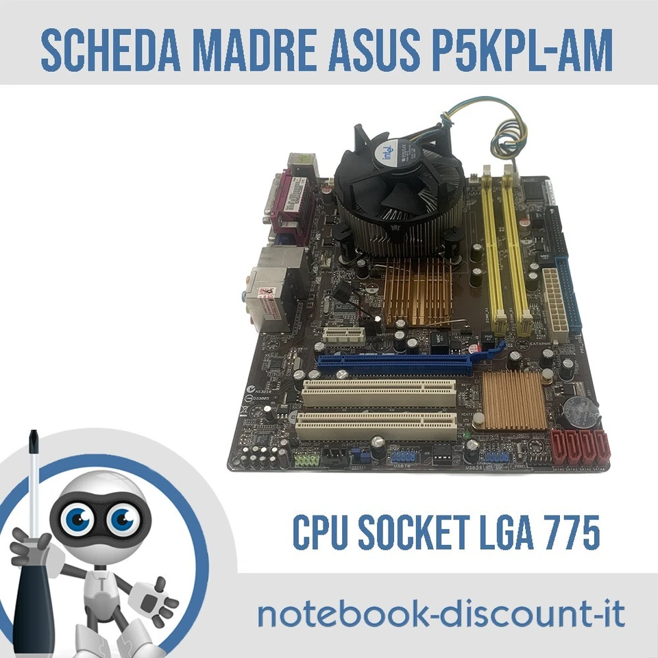Scheda Madre ASUS P5KPL-AM  Mb Per PC DESKTOP  Cpu Socket LGA775 Slot IDE  DDR2 - Immagine 1 di 4