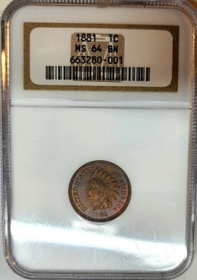 1881 Indian Head Penny Cent 1C NGC MS64 BN OH - Image 1 of 4