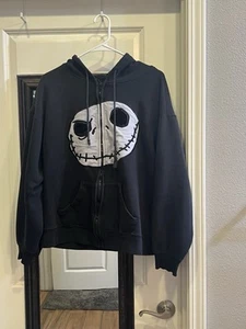 Nightmare Before Christmas Black Long Sleeve Zip Up Jacket Size Women’s Large - Picture 1 of 9