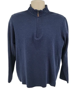 Mizzen+Main Quarter Zip Pullover Men’s Medium Trim Fit Blue Cotton Modal Blend - Picture 1 of 8