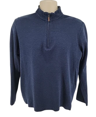 Mizzen+Main Quarter Zip Pullover Men’s Medium Trim Fit Blue Cotton Modal Blend - Image 1 of 4