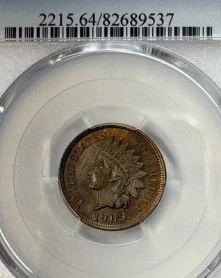 1903 Indian Cent 1c PCGS MS64 RB - Image 1 of 3