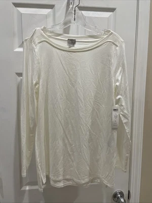 Chicos Nuevo con Etiquetas Mujer Talla 0 Pull Over Bonitos Tonos Marfil Barco, Cuello 3/4 Largo Precioso Foto 1 de 4