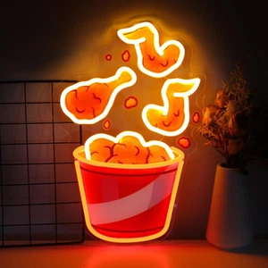 Fried Chicken Neon Sign, Chicken Led Light USB Powered Dimmable LED Sign for ... - Picture 1 of 7