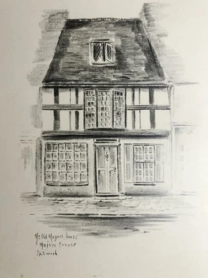 H W Hellings Drawing Ye Old Mayor’s House Ipswich Suffolk Architectural Art - Image 1 of 4