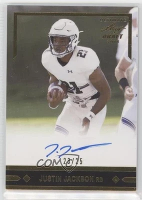 2018 Leaf Ultimate Draft 91 Rookies Gold /25 Justin Jackson #GLR-JJ1 Auto RC - Image 1 of 2