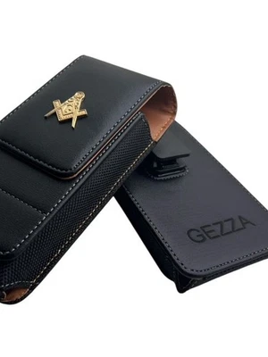 Personalised Freemason Leather iPhone Samsung Case Masonic UNIVERSAL Masonic - Image 1 of 4