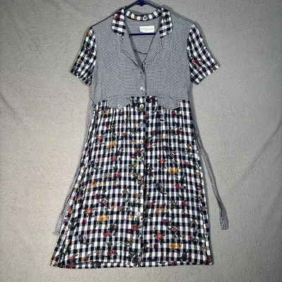 Petite Sophisticate Dress Womens Size M Mini Plaid Floral Farm Ranch Cottagecore - Image 1 of 4
