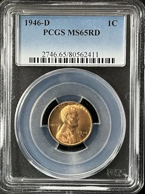 1946-D  1C RD Lincoln Wheat One Cent  PCGS MS65RD  80562411 - Image 1 of 2