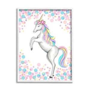 Stupell Kids' Fantasy Unicorn Pink Blue Purple Polka Dots White 16 x 20 - Picture 1 of 5