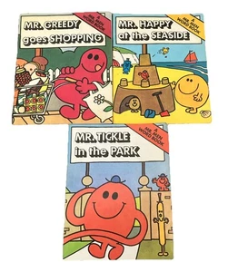 Mr Men Word Books Bundle x 3 1979 Mr Happy Mr Greedy Mr Tickle Z6 - Imagen 1 de 21