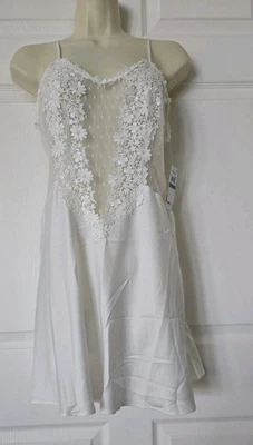 Vestido de Noche Flora Nikrooz Sedoso Satén Marfil Encaje Chemise Talla L Nuevo con Etiquetas Foto 1 de 4