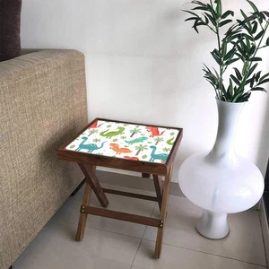 Table Folding Teak Wood Side Table Wooden Bedside Baby Nursery Furniture, ST3 - Picture 1 of 6