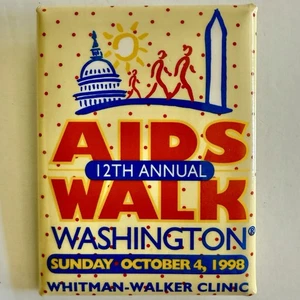 1998 12th Annual Whitman-Walker Clinic AIDS Walk Washington DC Button - Picture 1 of 2