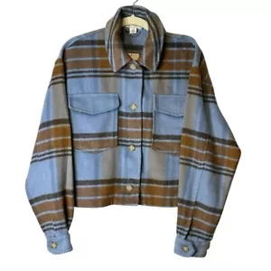 For The Republic Blue Grond Multi Brown Plaid Shacket NWT Large Flannel 6940167 - Picture 1 of 12