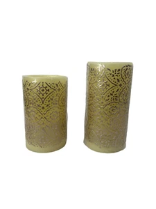 2 velas de cera hueca astilla rejilla decorativa batería AA encendido y temporizador - Imagen 1 de 10