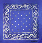 12 Pcs Royal Blue Paisley Print Bandana Cotton Handkerchief Square Cover Wrap