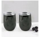 2 New Bar 340 Cambridge 12-Ounce Black Stemless Wine Tumbler With Lid Fast Ship