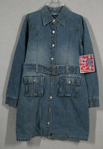RARE! VINTAGE SQUEEZE GIRLS JEAN DUSTER COAT OR DRESS SIZE 14 NEW WITH TAG - Picture 1 of 5
