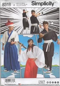 Simplicity Sewing Pattern 8318 Costumes Ninja Kimono Anime Hakama 30" - 48" NEW - Picture 1 of 13